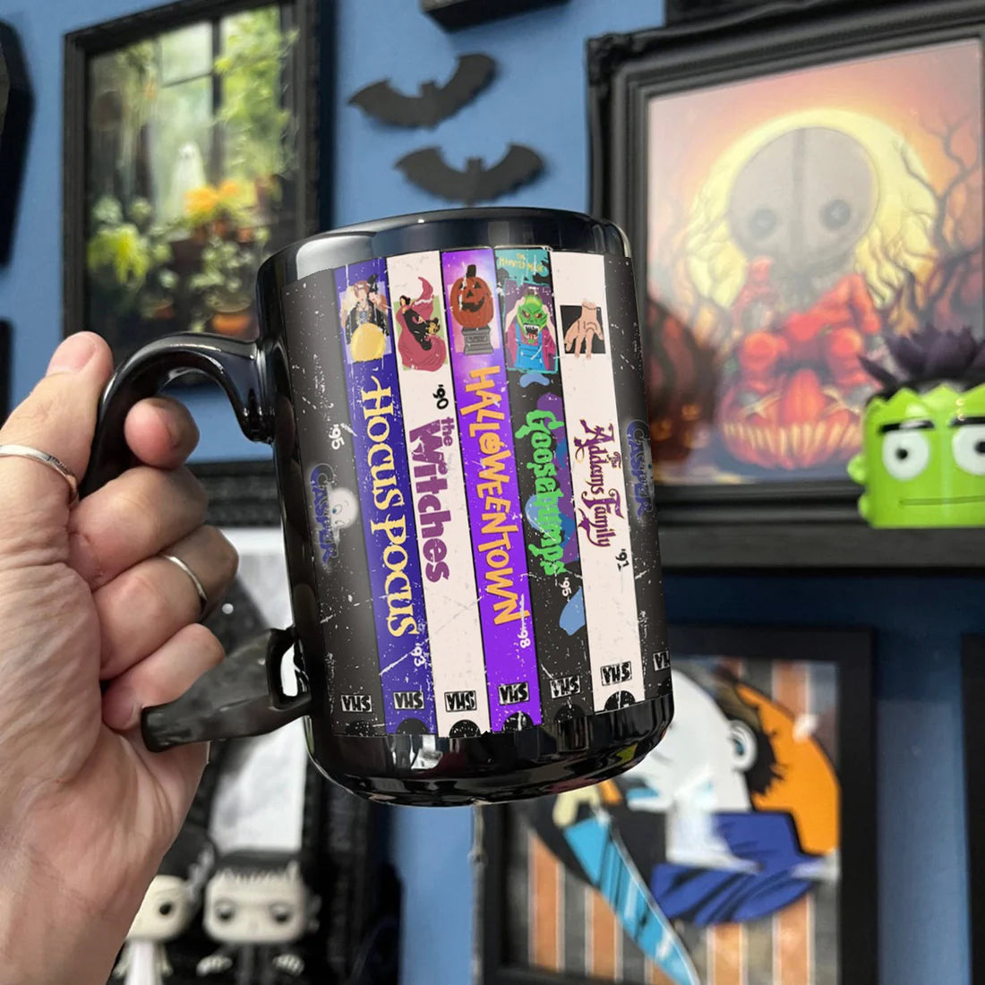 VHS Tape 90s Kids Nostalgic Halloween Movies Black Mug