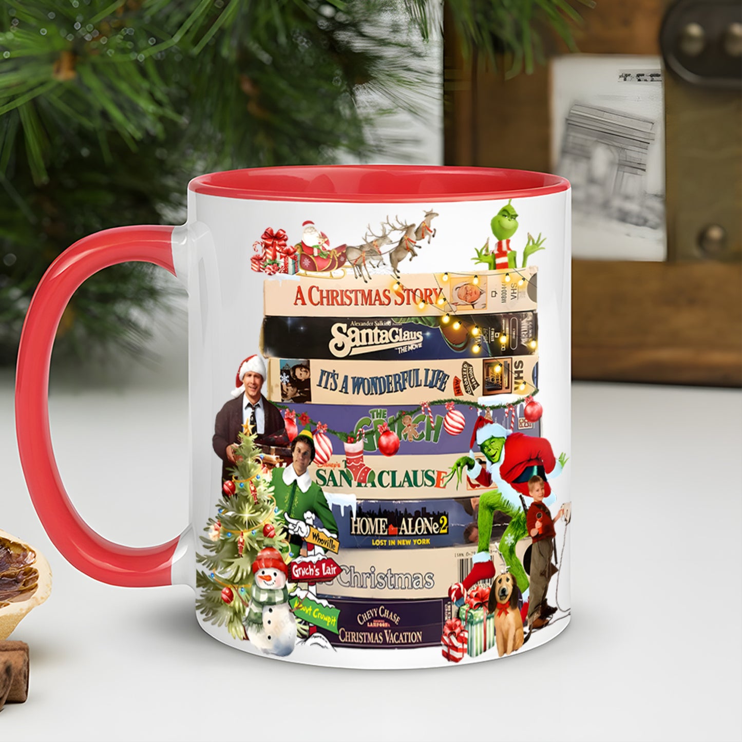 Classic Christmas VHS Movie Accent Mug Version 2