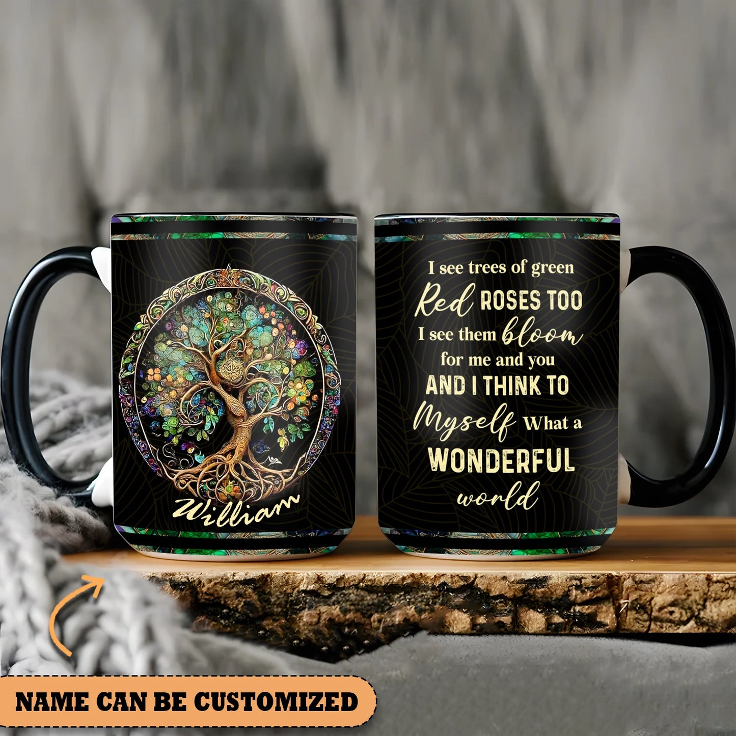 Tree Of Life And I Think To Myself What A Wonderful World Personalized Accent Mug