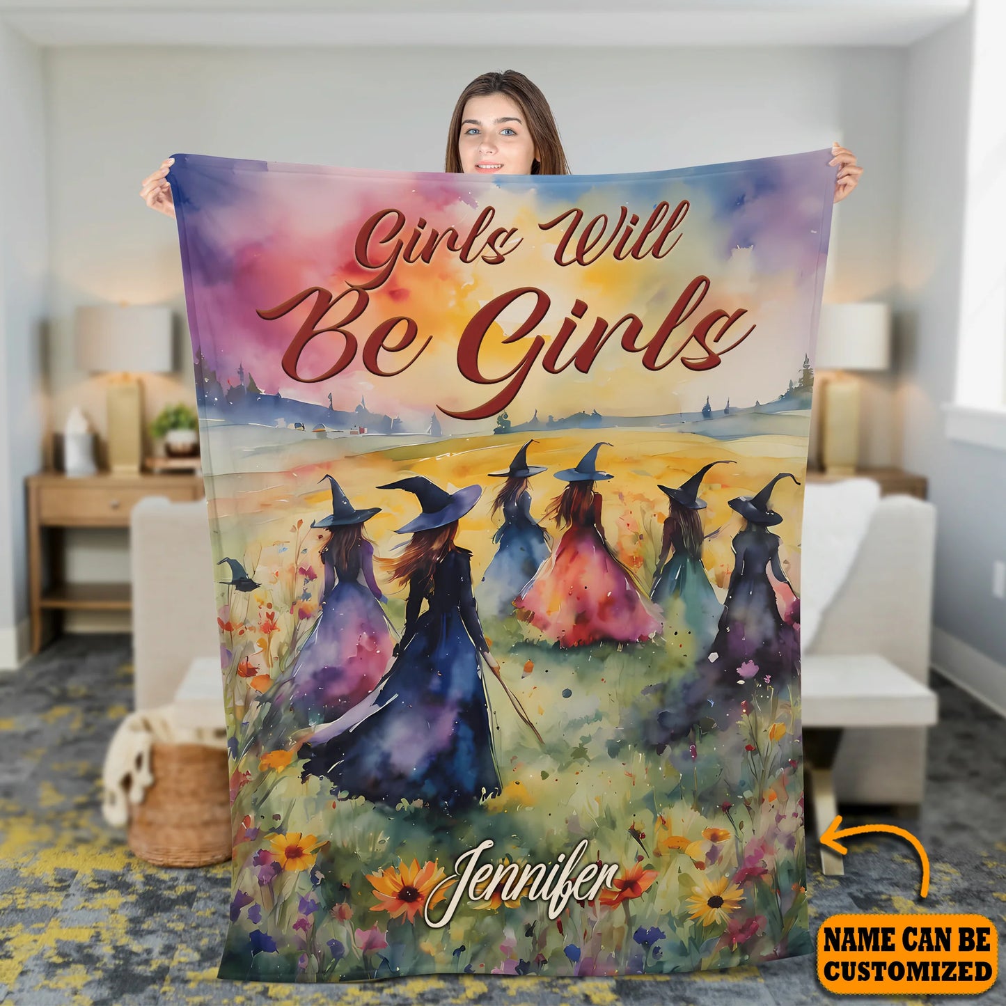 Personalized Witch Girls Will Be Girls Blanket