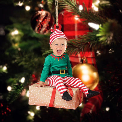 Baby Elf Custom Baby Face For Christmas Photo Ornament