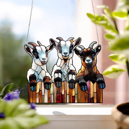 3 curious goats ACRYLIC window hanging